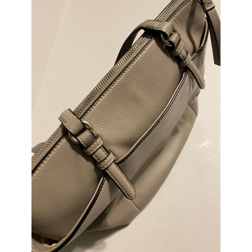 Dana Buchman Grey Handbag Optional Long Strap Zip Close Flower Charm - Picture 5 of 16